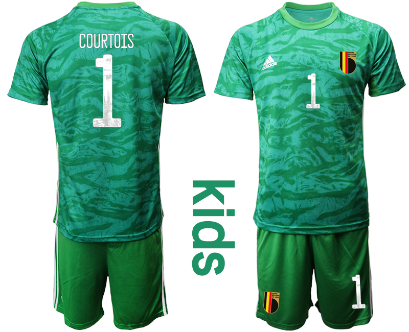 2021 European Cup Belgium green Youth goalkeeper #1 soccer jerseys